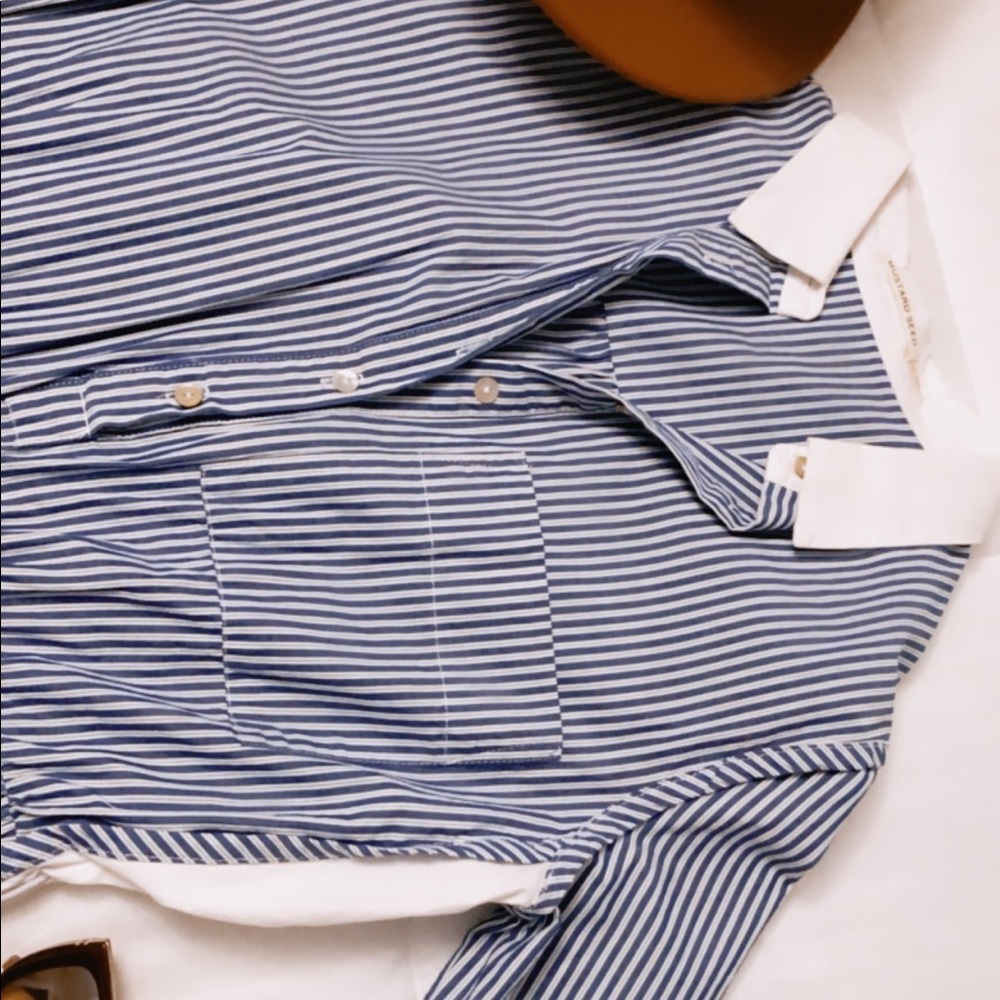 Blue and White Pinstripe Skort Dress - Picture 2 of 3